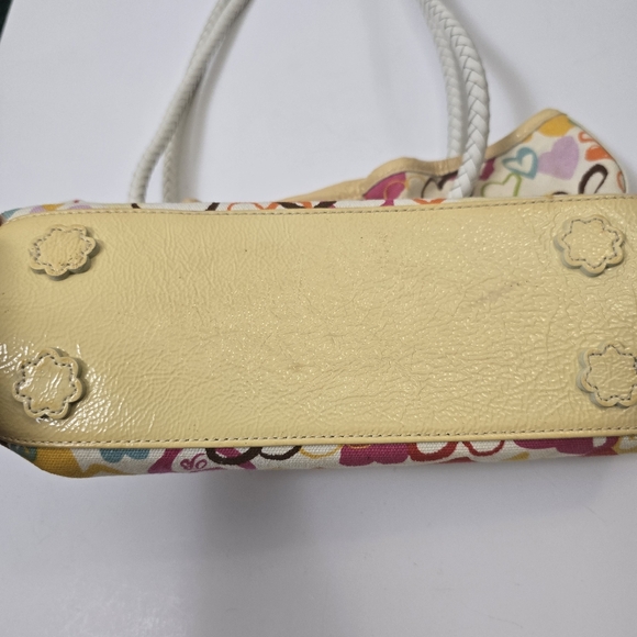 Brighton Vtg  Canvas Hearts Of Hearts Lilliana Shoulder Bag With Heart Charm - Picture 12 of 13